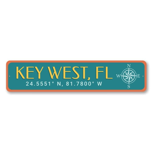 Key West Latitude & Longitude — Precision Coastal Sign