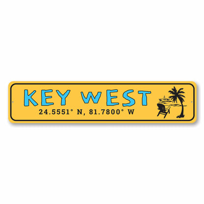 24°33'N, 81°46'W — Key West Coordinates Sign