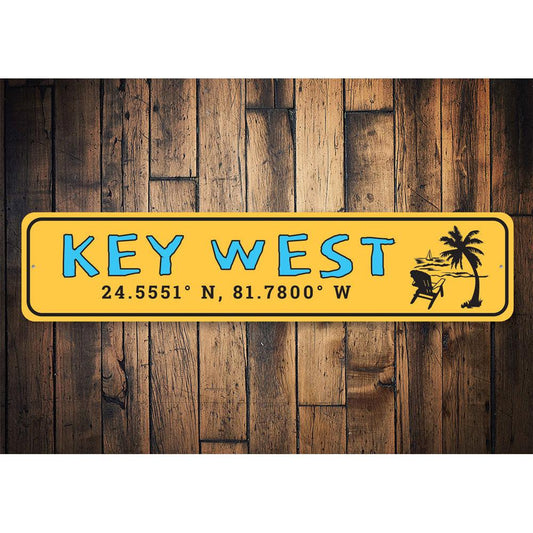 24°33'N, 81°46'W — Key West Coordinates Sign