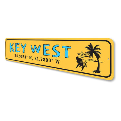 24°33'N, 81°46'W — Key West Coordinates Sign