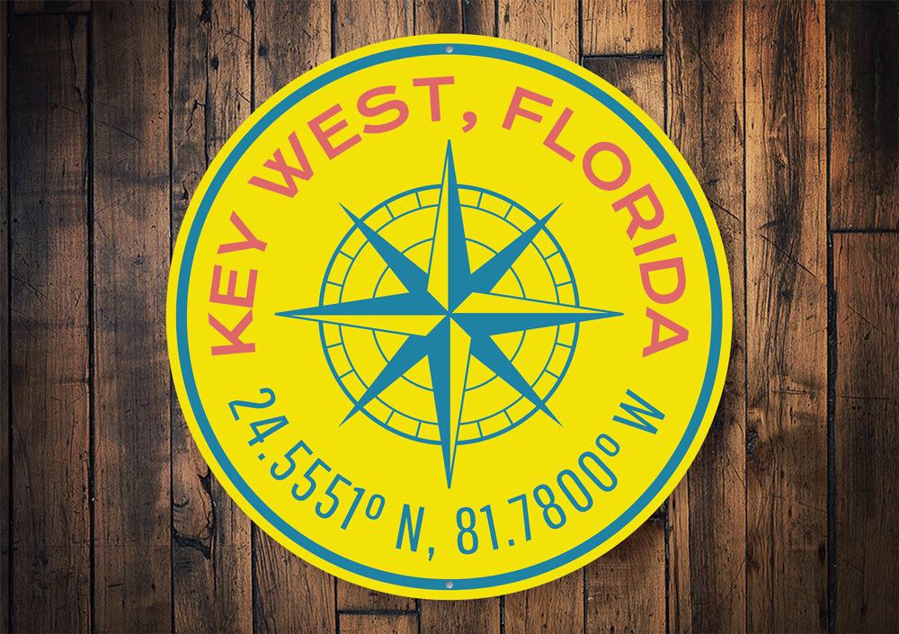 Key West Compass Rose — Navigate to Paradise Sign