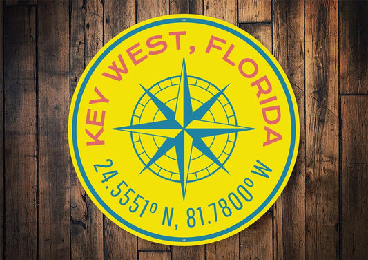 Key West Compass Rose — Navigate to Paradise Sign