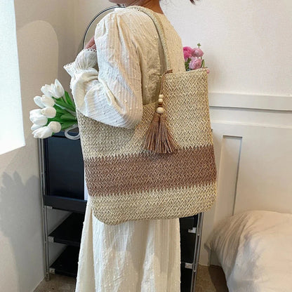 Shoreline Straw Tote — Summer Shoulder Bag