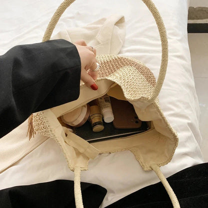 Shoreline Straw Tote — Summer Shoulder Bag